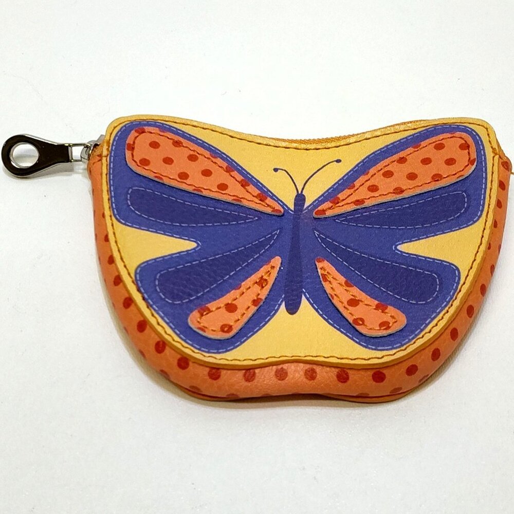 Relic Butterfly Coin Purse w/ Zipper & Key Chain Perfect Keeper 5.5 x 4 Inches